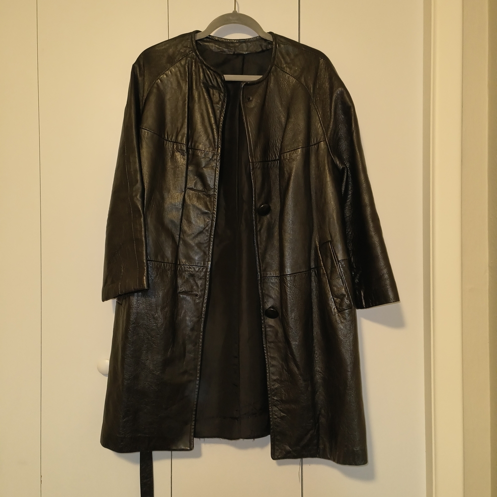 Elegant Black Leather Coat